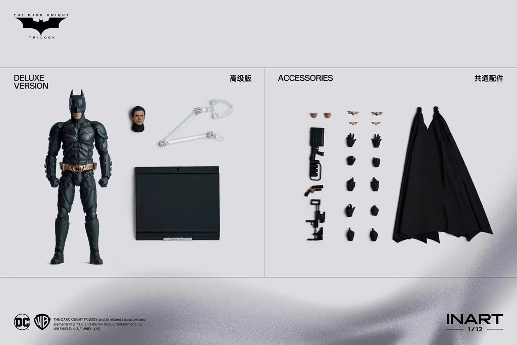 Inart 1/12 Studio New Batman Figure Men Soldier Batman Christian Bale The Dark Knight Rises Eternal Fight Hero Action Figure Toy