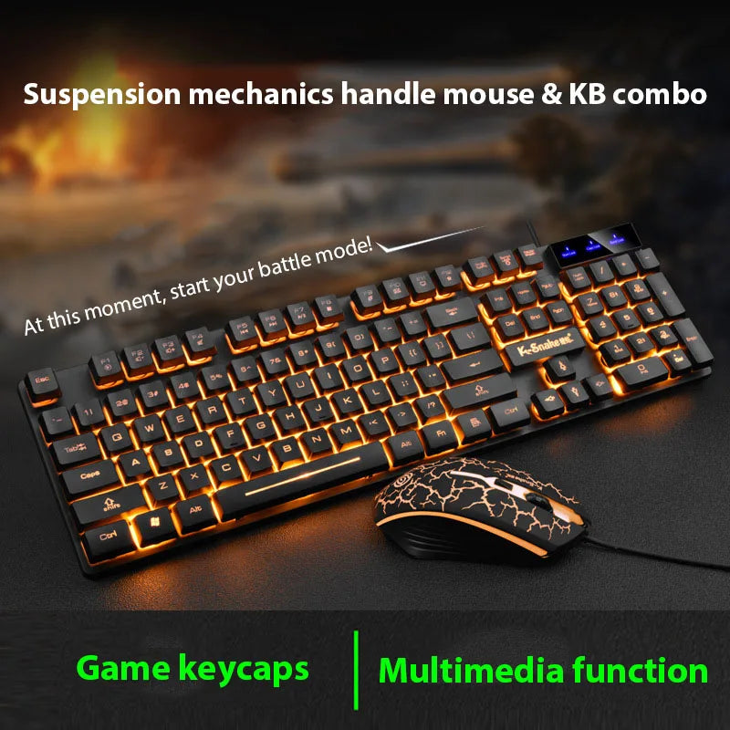 KM320 Tastatur und Maus Set Wasserdichte leuchtende Spieltastatur mit Hintergrundbeleuchtung