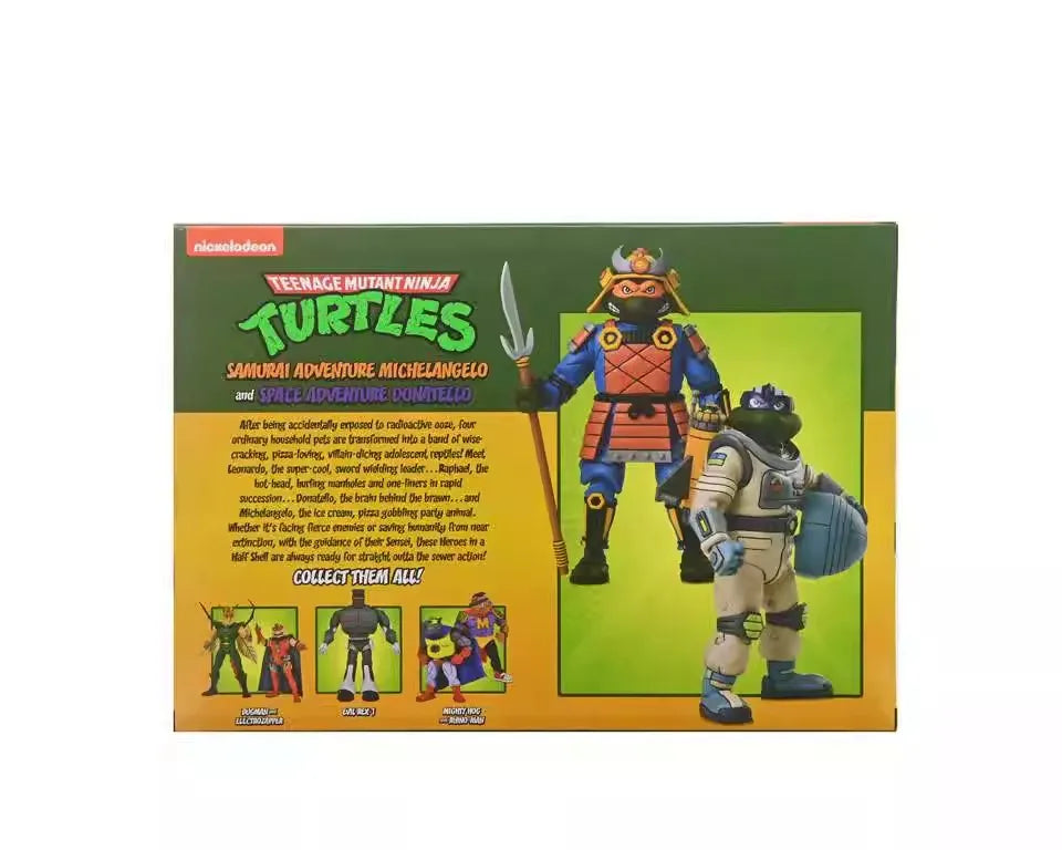 NECA 54345 Toys Teenage Mutant Ninja Turtles Cartoon Action Figure 2 Pack Space Adventure & Samurai Turtles 18 cm Original Doll