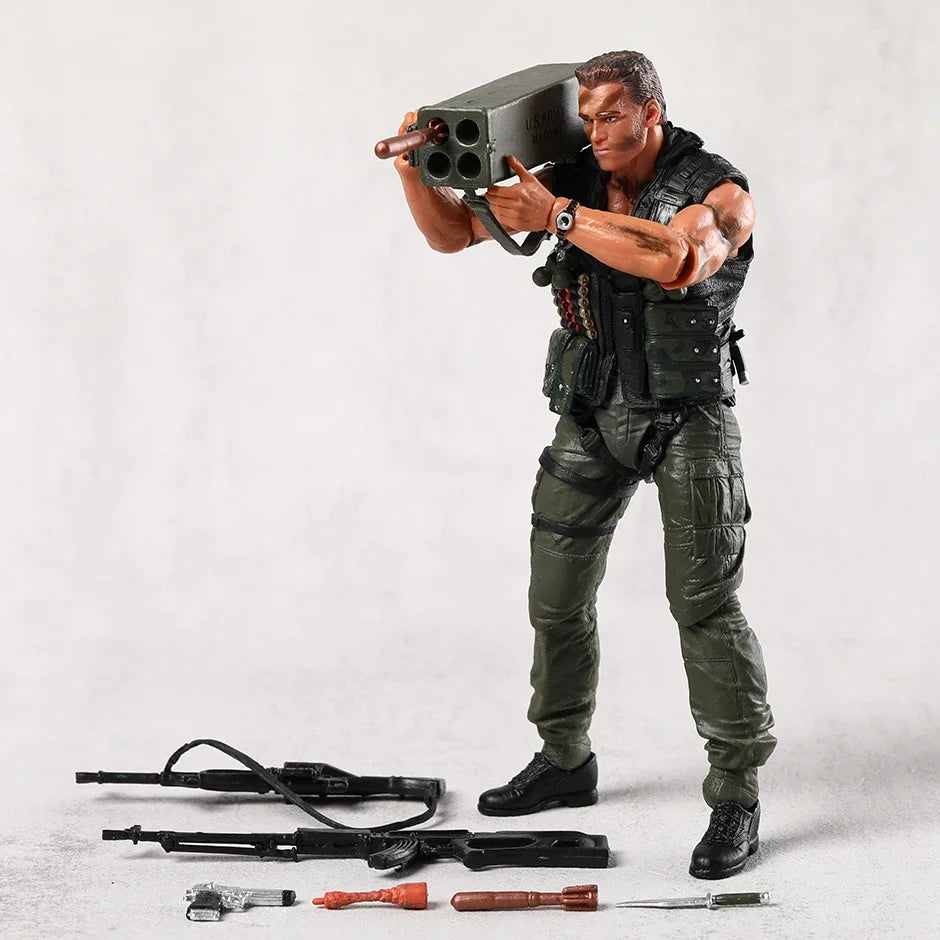 NECA Commando John Matrix Schwarzenegger Action Figure with Accessories Model Ornament Toy Xmas Gift