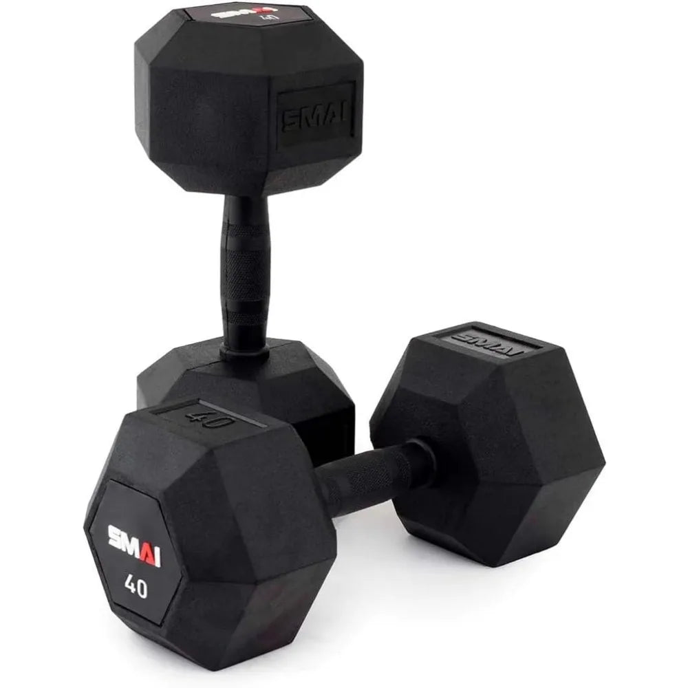 SMAI Rubber Hex Dumbbells: Hochwertiges Fitnessgerät für das Krafttraining zu Hause – Geeignet für Männer und Frauen, Space