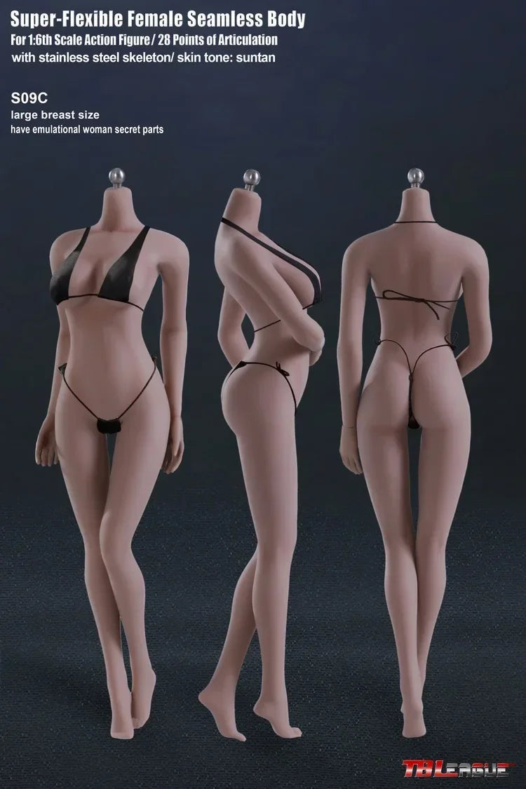 TBL S04 S01 S19 1/6 Female Super-flexible Body Doll Phicen Stainless Steel Skeleton Suntan Pale Large/small Breast Action Figure
