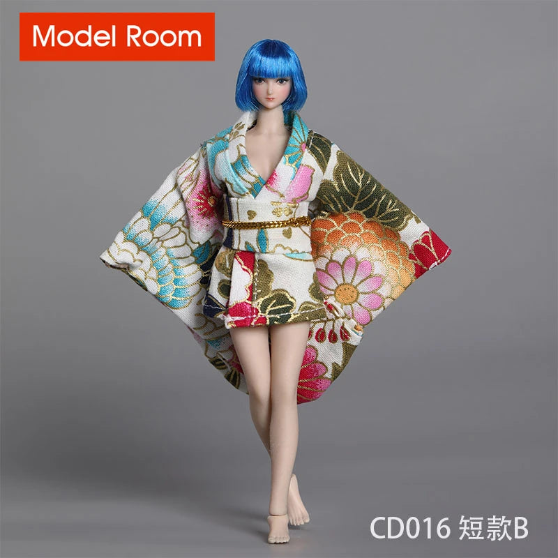 CDtoys CD016 1/12 Female Long Short Kimono Model Soldier Printing Clothes Fit 6'' TBL Action Figure Body Dolls
