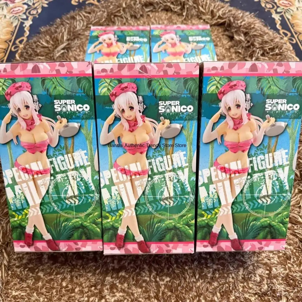 In Stock FuRyu Original Genuine Special Figure Super Sonico Military Nomal Color 18cm Sexy Collections Model Toy Figures Gift