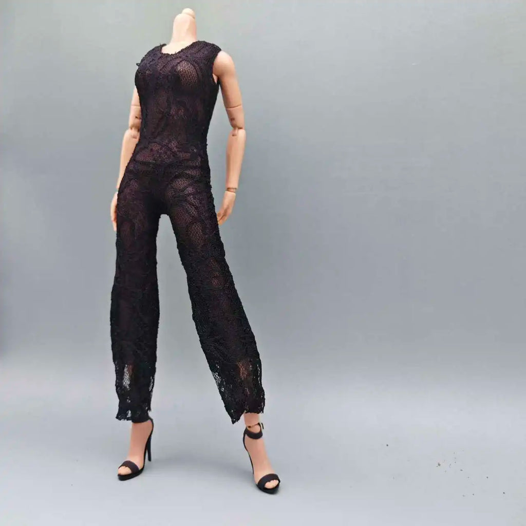 In Stock 1/6 Female American Civil War Black Pu Leather Bodysuit Jacket Head Sculpt Hollow Boots Model for 12" Action Figure Toy