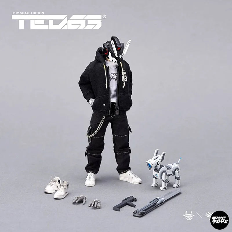 Devil toys Quiccs 1/12 Scale Mini TEQ63 SRCH K9 Dog Motorcycle with Movable Action Figure Set Model for Fans Holiday Gifts