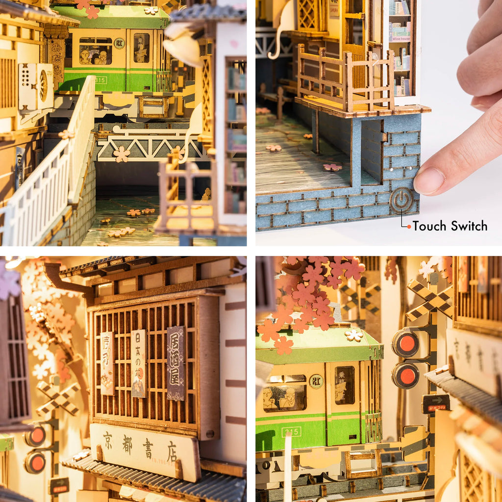 Robotime Rolife Book Nooks-Serie Geschichten in Büchern 4 Arten DIY Holzminiaturhausmöbel Sakura Densya TGB01 Dropshipping