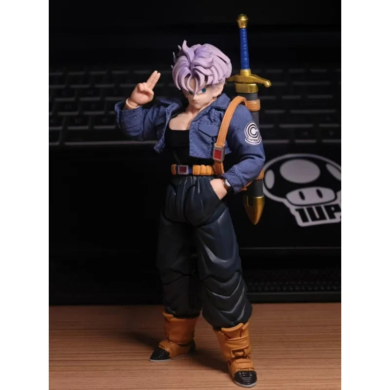 In Stock 1/12 Scale Action Figures Trunks Blue Jacket Coat Fit SHF Tonsen Arttoys Super Saiyan Trunks Anime  Gifts