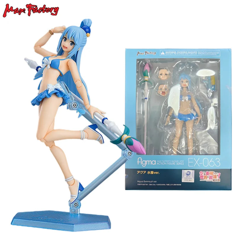 KonoSuba EX-063 Aqua Swimsuit Ver. figma EX-063 Figure Official Max Factory Anime Action Figure Collectible Toy Decor Gifts