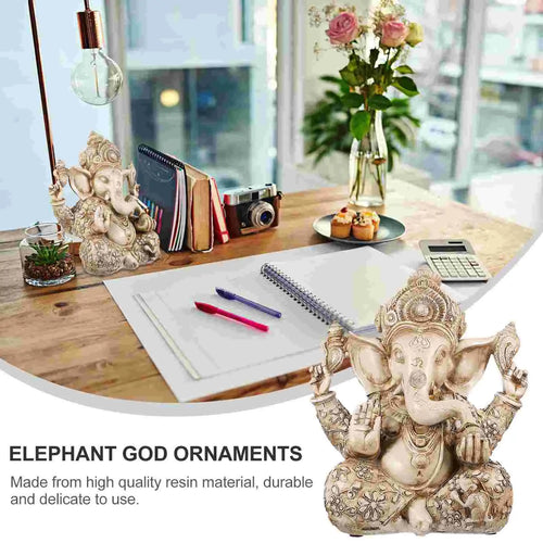 1 Stück Ganesha-Statue aus Kunstharz, indische Ganesha-Skulptur, handgefertigte religiöse Skulptur für Zuhause und Schreibtisch