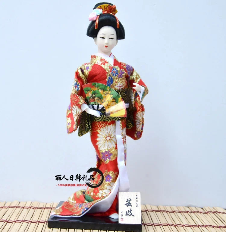 12inch Japanese Geisha Doll Statuette Sitting Figurine Japanese Kimono Kokeshi Kabuki Geisha Handicraft Ornament Birthday Gift