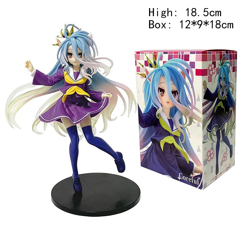 18.5cm No Game No Life Shiro Yuu Kamiya Art Works Girls Toys Japanese Anime PVC Action Figure Toy Game Collectible Model Doll
