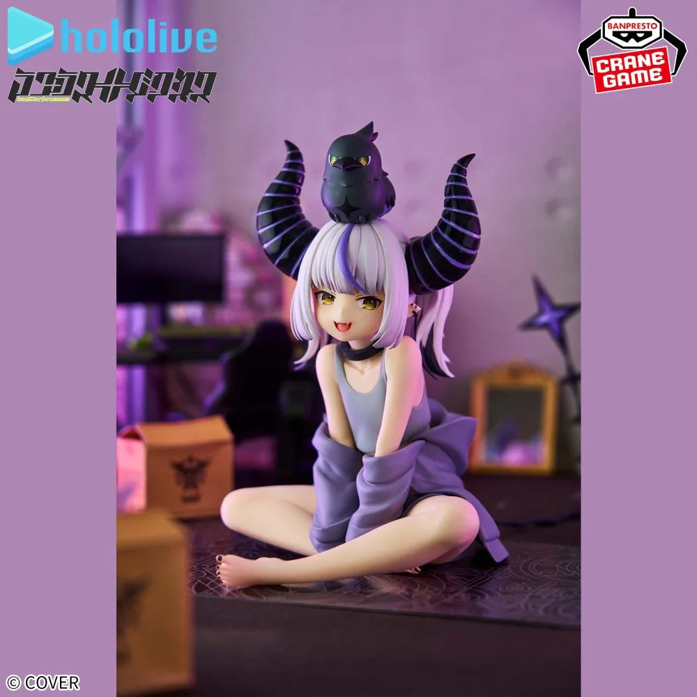 In Stock Bandai Original Genuine Banpresto Virtual Idol Hololive Karasu La+ Darknesss Relax Time 14cm Model Toy Figure Xmas Gift