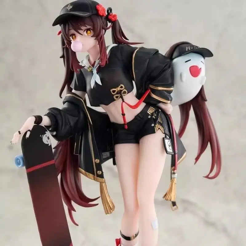 Anime Genshin Impact Hu Tao Action Figures Skateboard Girl Model Dolls Collectible Statue Trendy Toys Desktop Decoration Gifts