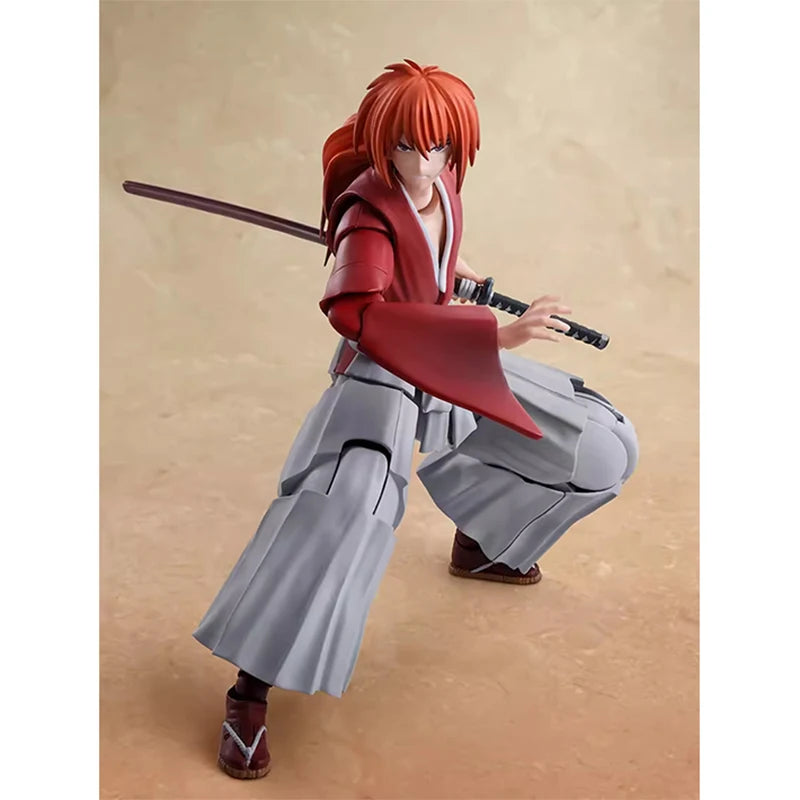 Bandai  Genuine Rurouni Kenshin Model Kit Anime Figures SHF Himura Kenshin Action Figure Collection Model for Kids Toys