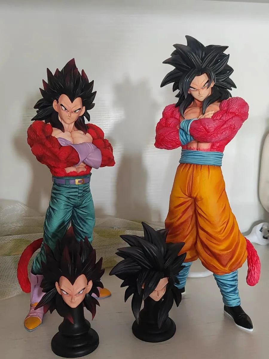Jt 32cm Dragon Ball Z Double Heads Super Saiyan Son Goku Planb Figure Ssj4 Pvc Model Statue Dolls Collections Decor Toys Gifts