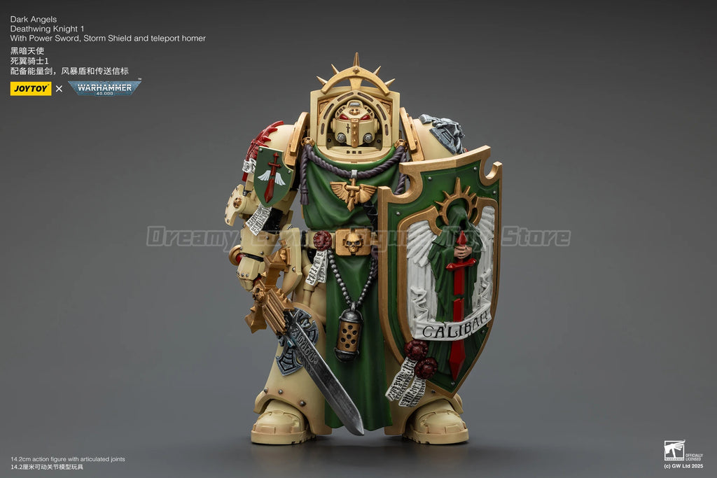 【In Stock】JOYTOY Warhammer 40K Dark Angels Deathwing Knight 1 with Power Sword Storm Shield and Teleport Homer 1/18 Action Figu