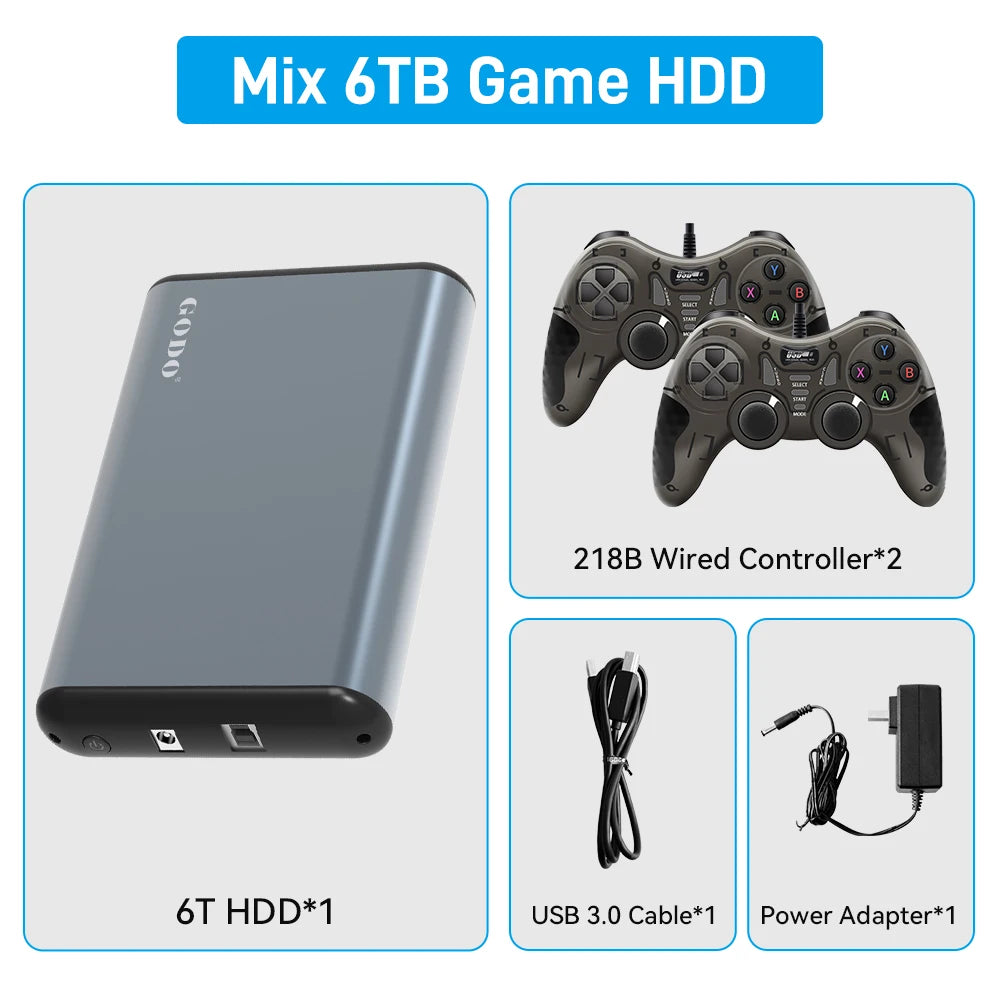 6T Portable Retro Game Hard Drive For PS5/PS4/PS3/PS2/Xbox/N64/Switch Emulator Game HDD Built-in 65000+ Games For Win PC/Laptop