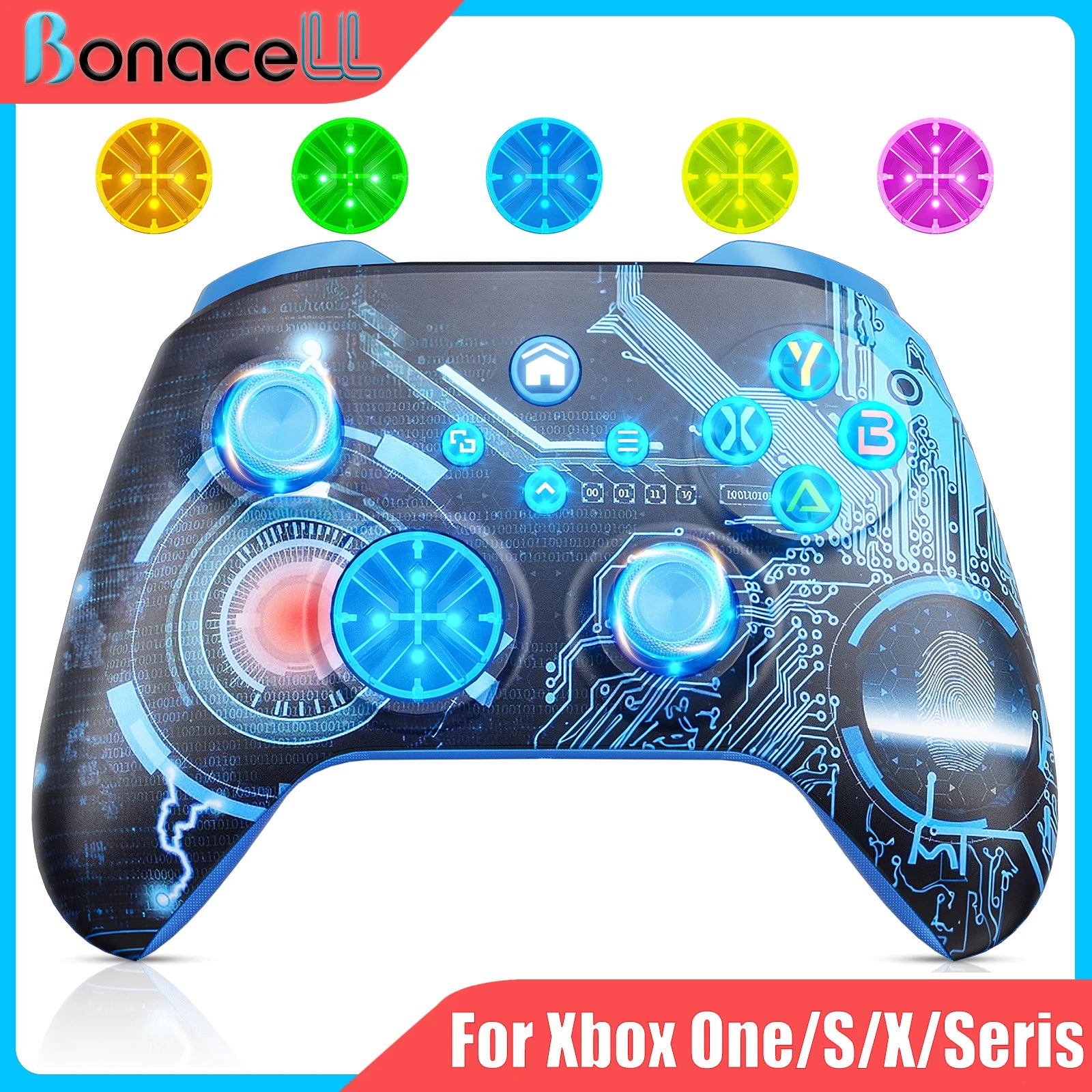 Controller for XBox One/Series S/X/PC Console Wireless Dual Vibration Game Joystick W/ RGB Hall Effect 6-Axis Gyro FUNC Gamepad