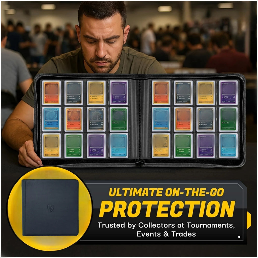 Holds 384 Toploaders | 12-Pocket | Ringless Double-Sided Pockets |  Premium Top Loader Binder for Trading Cards