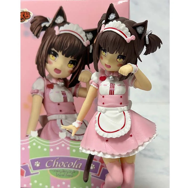 18CM Cat Maid Аниме NEKOPARA Фигура Шоколади Ванилия Сладък красив котешки стил Модел PVC Статични детски играчки Колекционерски подарък кукла