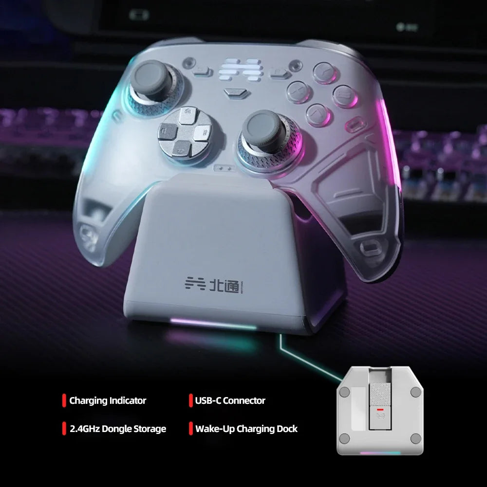 BEITONG KP70 Haptic Feedback Wireless Controller Charging Dock, for PC/Switch/iOS/Steam, Dual Auto-Sense Trigger, 6 Back Paddles