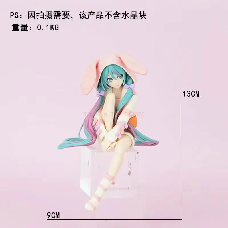 Anime HATSUNE MIKU Figur 15CM Kaninchenohr-Pyjama Modell Spielzeugpuppe Nudelstopper PVC Sammler-Actionfigur Geschenk für Fans