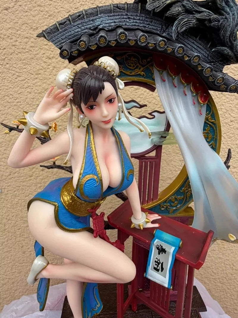 In Stock Street Fighter Chun-Li Blue Cheongsam Style Pvc Statue (Domestic Version) 1/4 Big Model Desktop Ornament Collectibles