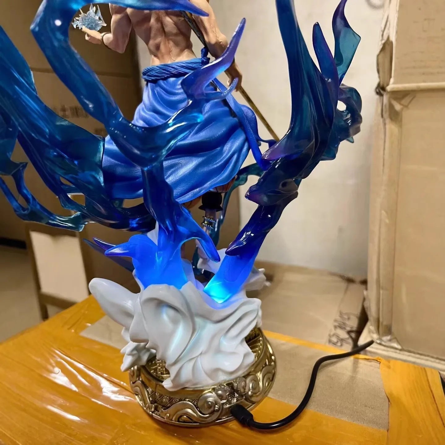One Piece Enel Thunder God Light Up Double Head Sculpt Anime Action Figure Statue Desktop Decoration For Anime Fans Gift