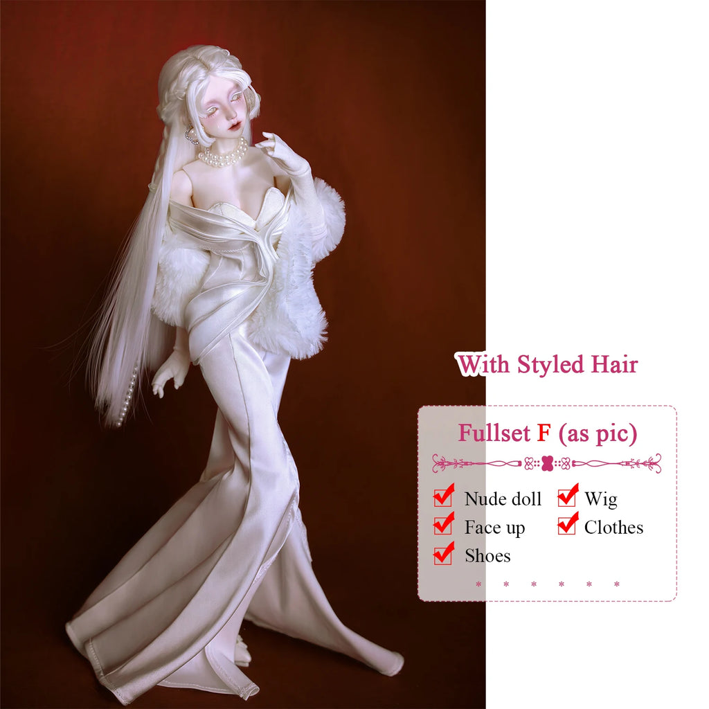 JOYBJD Lvy 1/4 Ball Jointed Doll Classic Elegant Style Noble Lady White Dress Full Set Gift Handmade Collectible BJD