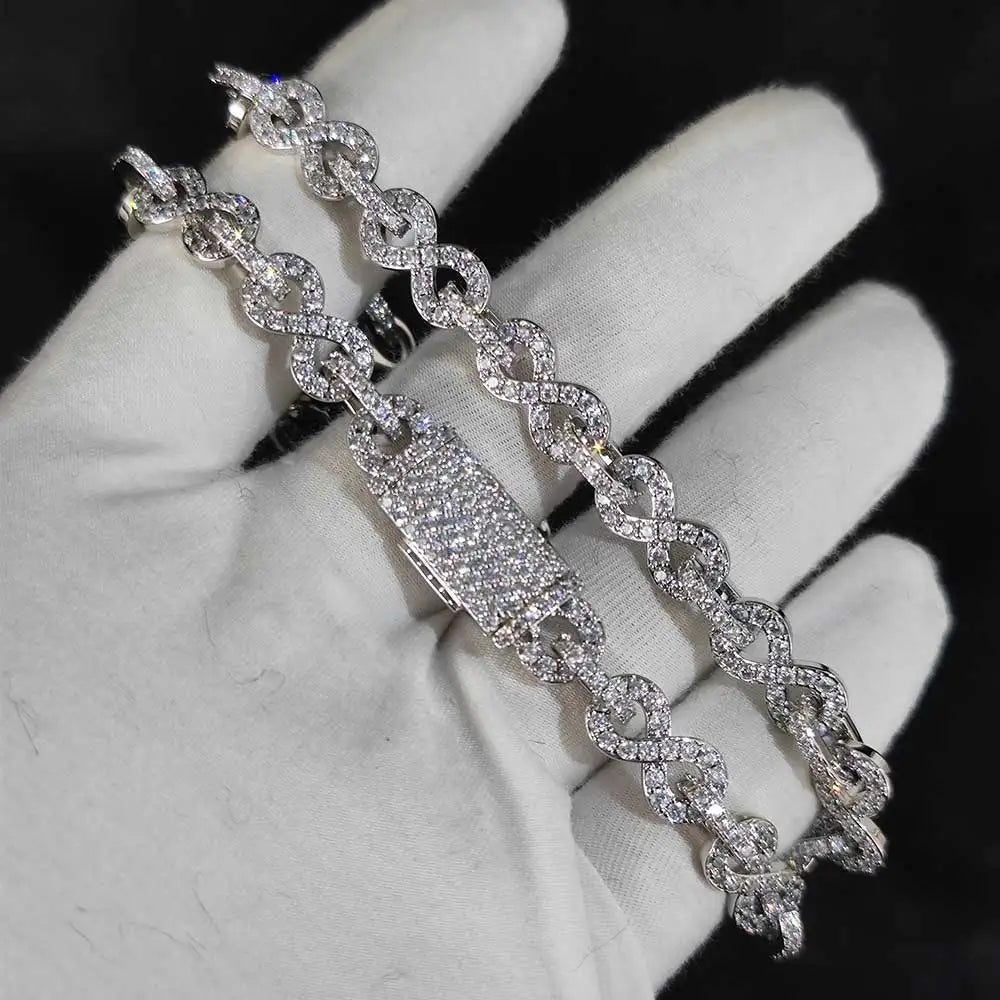 Fine Jewelry 6mm Infinity Necklace Women Bling Iced Out 8-character Cuban link Chain Hip hop Party Gift For Her ﻿