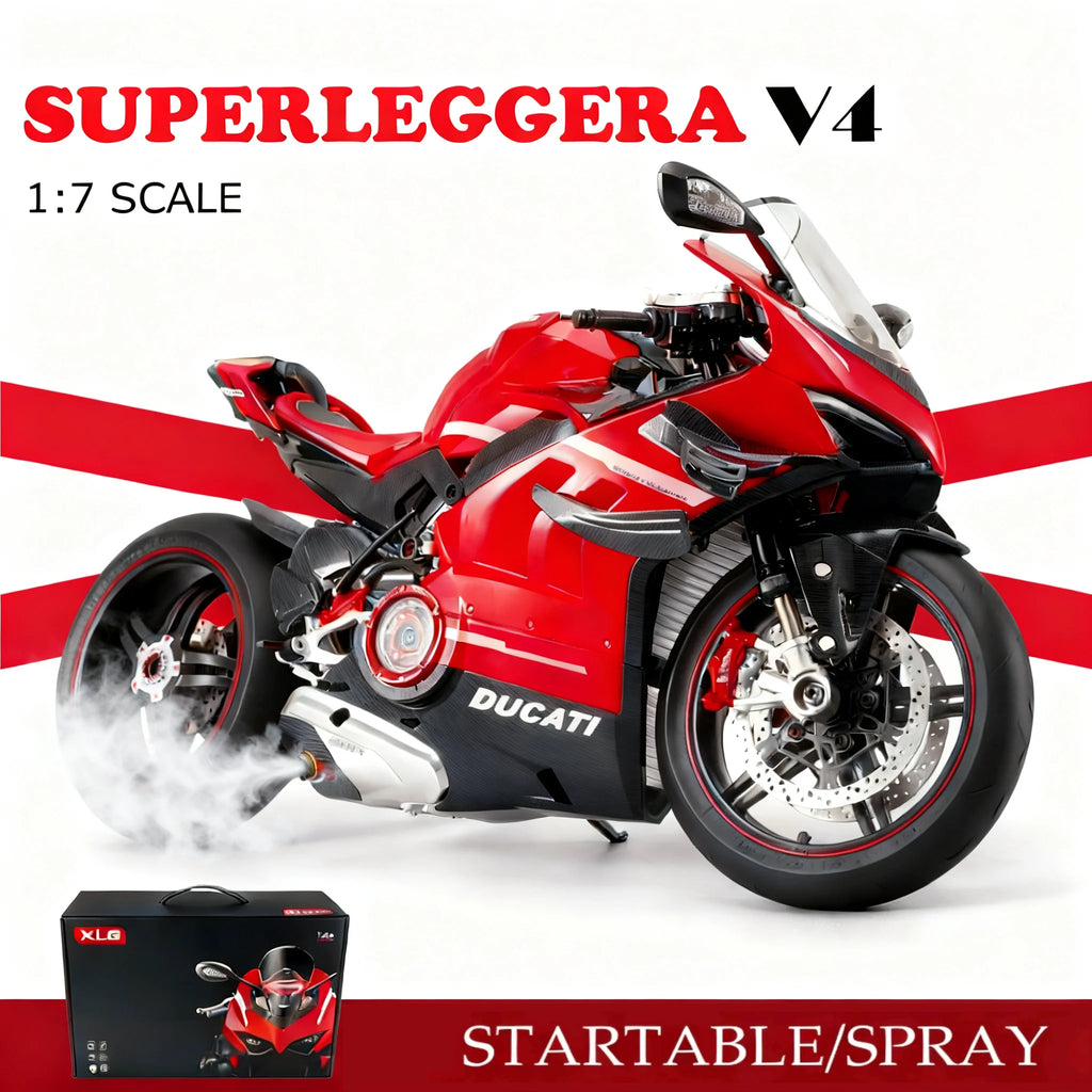 1:6 for Ducati V4 Alloy Motorcycle Model with Spray Function Boyfriend Gift, Home Decoration Collection, Toy Car, Christmas Gift