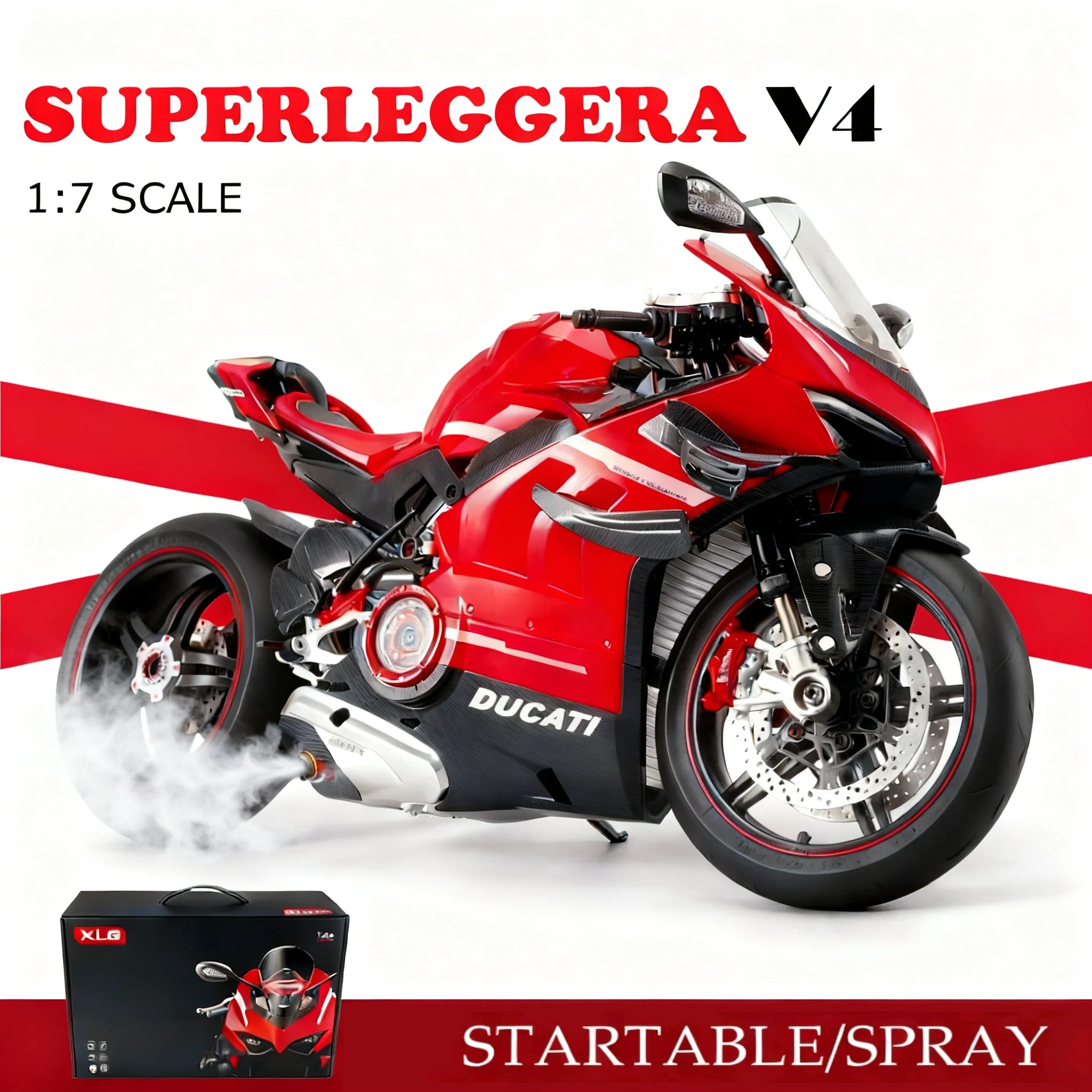 1:6 for Ducati V4 Alloy Motorcycle Model with Spray Function Boyfriend Gift, Home Decoration Collection, Toy Car, Christmas Gift