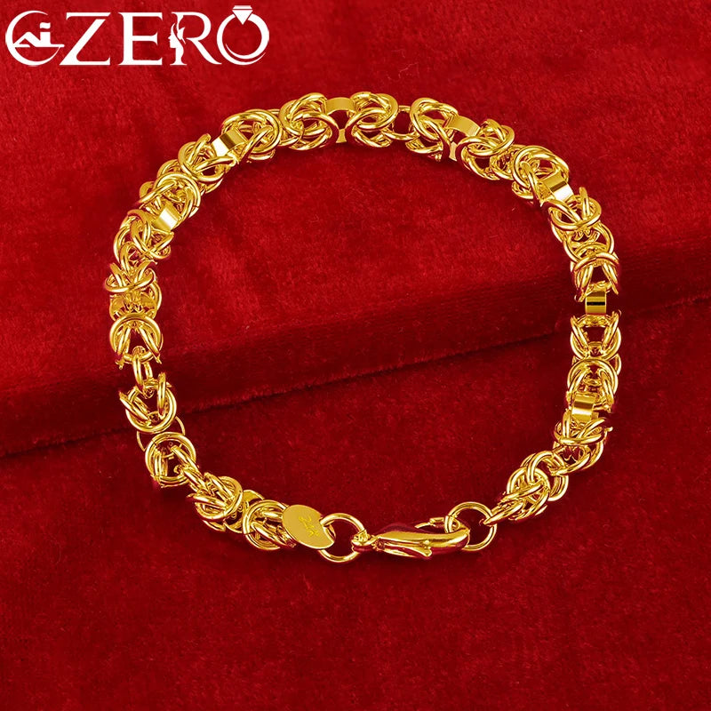 ALIZERO 18K Gold Wasserhahn Kette Armband Für Frau Mann Mode Luxus Charms Hochzeit Engagement Party Schmuck