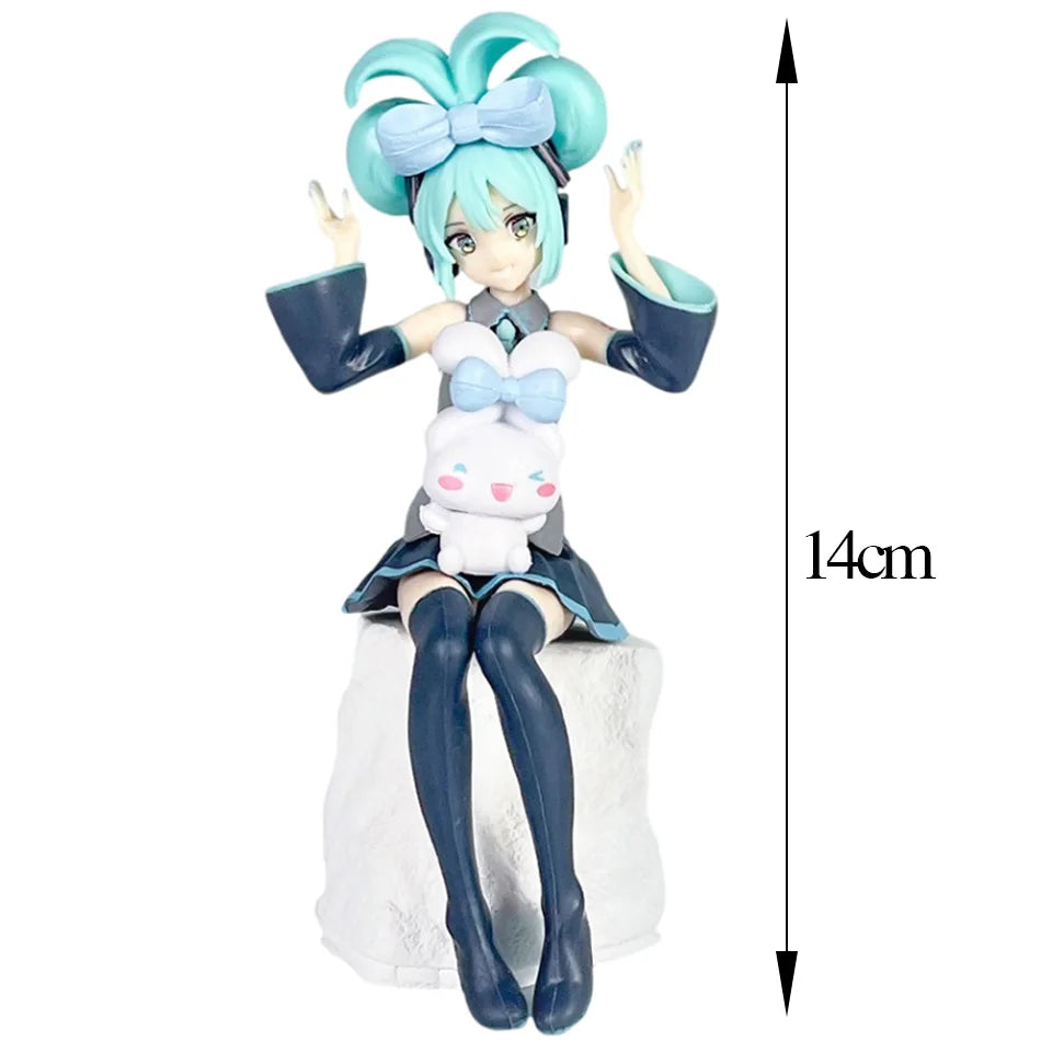14-20cm Anime Hatsune Miku Figure X Cinnamoroll Peripheral Collectible PVC Models Decorative Decorations Children Kawaii Gift