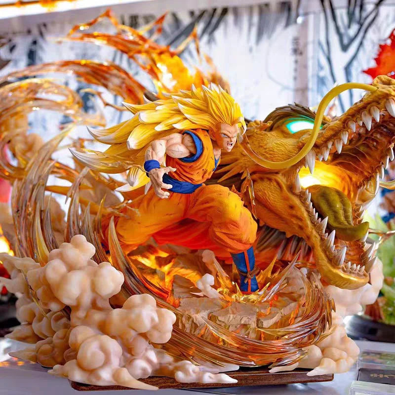 22cm Dragon Ball figures Goku Dragon Fist Super Saiyan3 Anime Figure PVC figurine Statue Collection Model Room Decor Toys Gifts