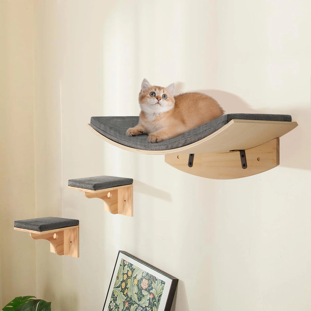Cat Climbing Shelf Wall Mounted Cat Tree Tower Scratcher Hammock Sisal Stairs House Pet Furniture Cats Accessories Exercise Toy