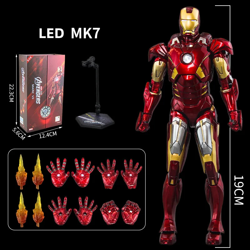 Original Avengers ZD Toy Light version Iron Man Mark3 MK6 Action Figure MK1-7 LED MK85 Suit-up Gantry Adult Collectible toys