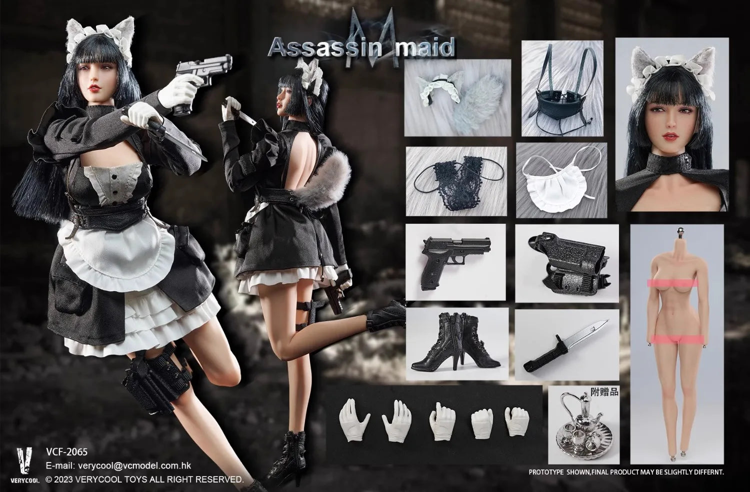 Original VERYCOOL VCF-2065 1/6 Female Soldier   Assassin Assassinates Maid Full Set 12Inch Action Figure Model Collectible
