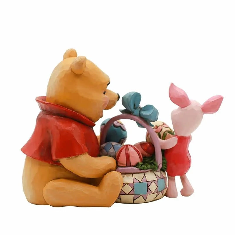 Disney Official Winnie The Pooh And Piglet Collectible Figurine Easter Scene Desktop Decor Statue For Disney Fans Collectors