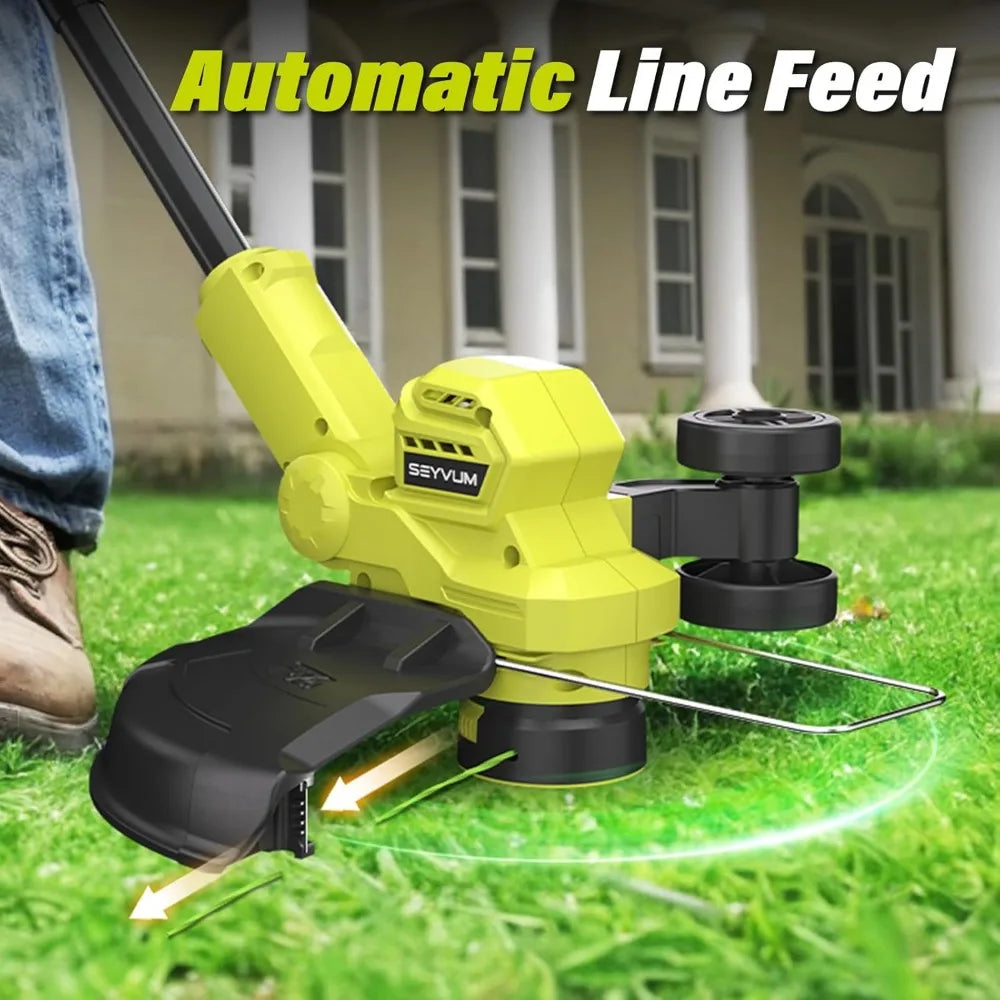 String Trimmer, 20V 12-inch Cordless Weed Wacker with Auto Line Feed, 2 X 2.0Ah Battery Powered Lawn Edger with 8 Pcs Grass Cut