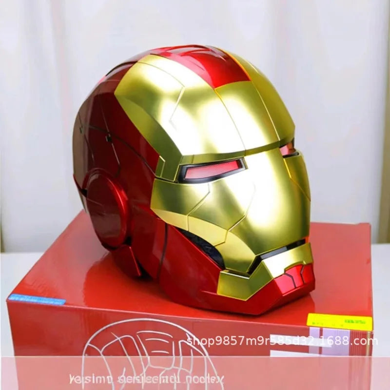 Iron Man Animationsfigur Helm Jarvis 1:1 Sammlungsstufe Mk5 Helm Intelligente Sprachsteuerung zum Öffnen und Schließen des Helms
