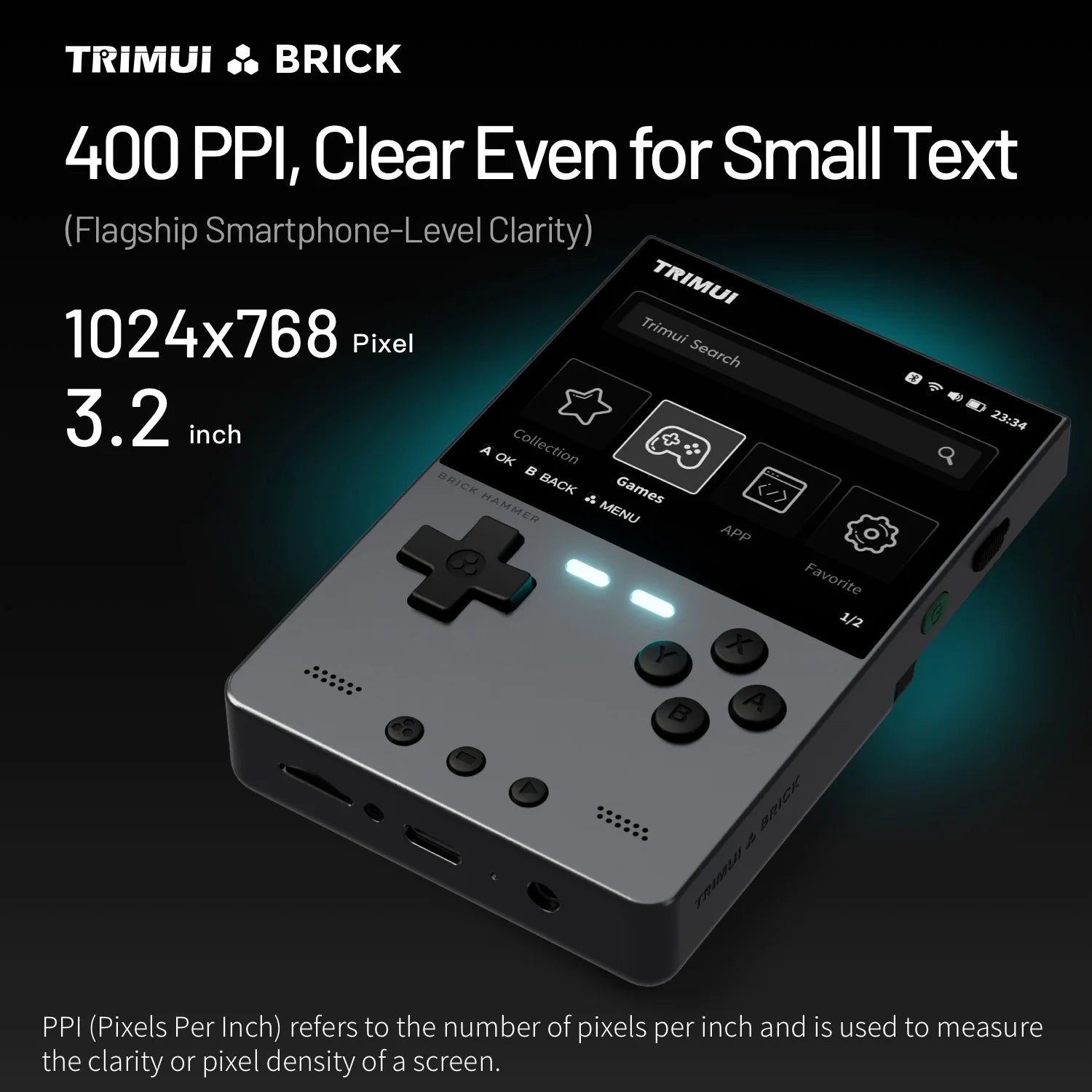 TRIMUI BRICK Hammer Handheld Game Console CNC Aluminum Alloy 3.2''IPS Screen A133P Linux OS LED Lighting Free Keycap Palyer Gift