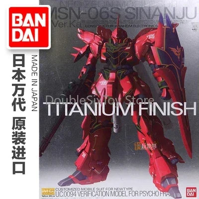 Anime Mobile Suit Gundam Unicorn BANDAI Original MG 1/100 MSN-06S Sinanju Ver.Ka Electroplated color Gunpla Assembly Model Toys