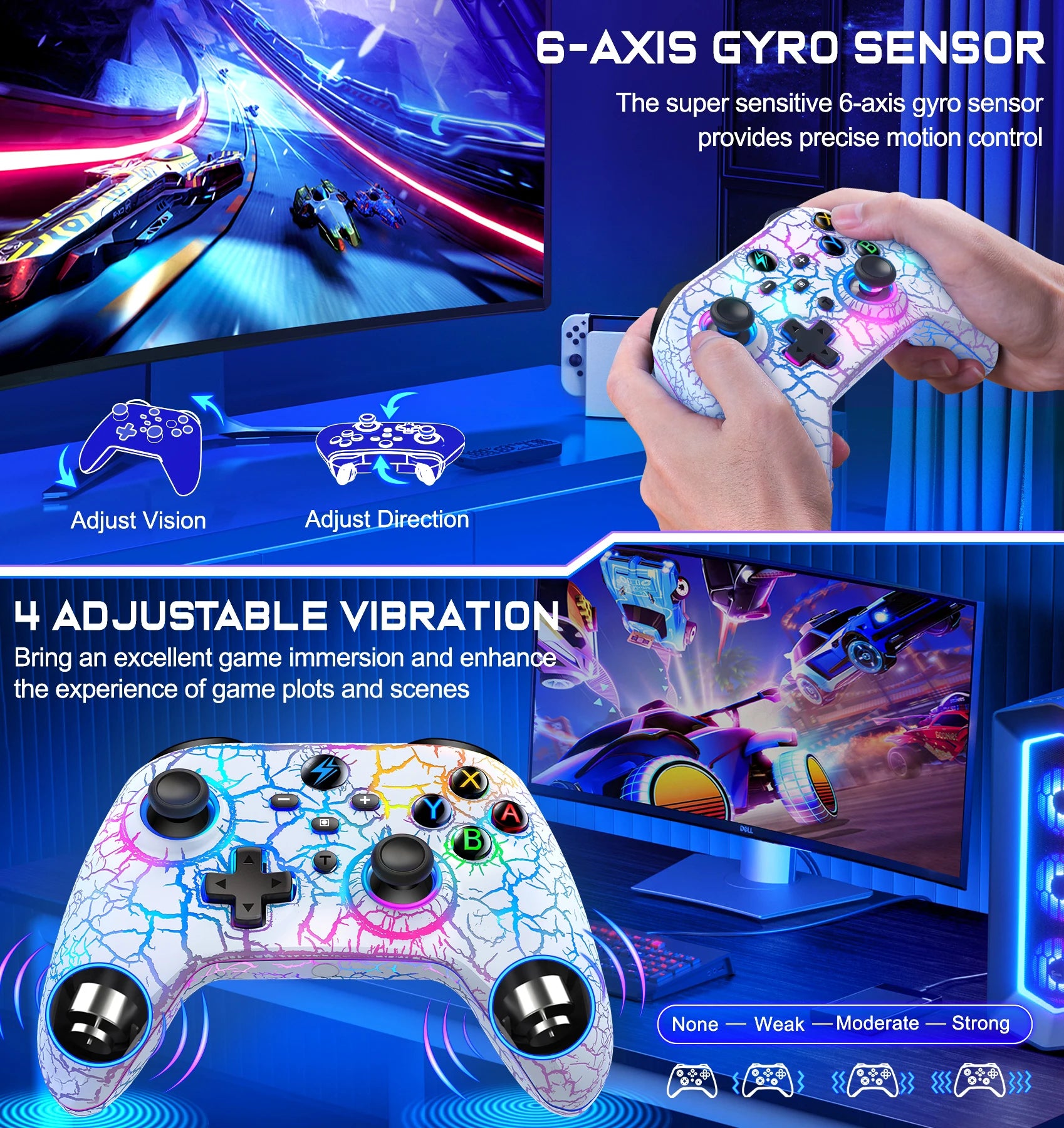 Wireless Controller For Switch/OLED/Lite For Android/IOS/PC with Programmable Keys Professional Lag-Free Gamepad