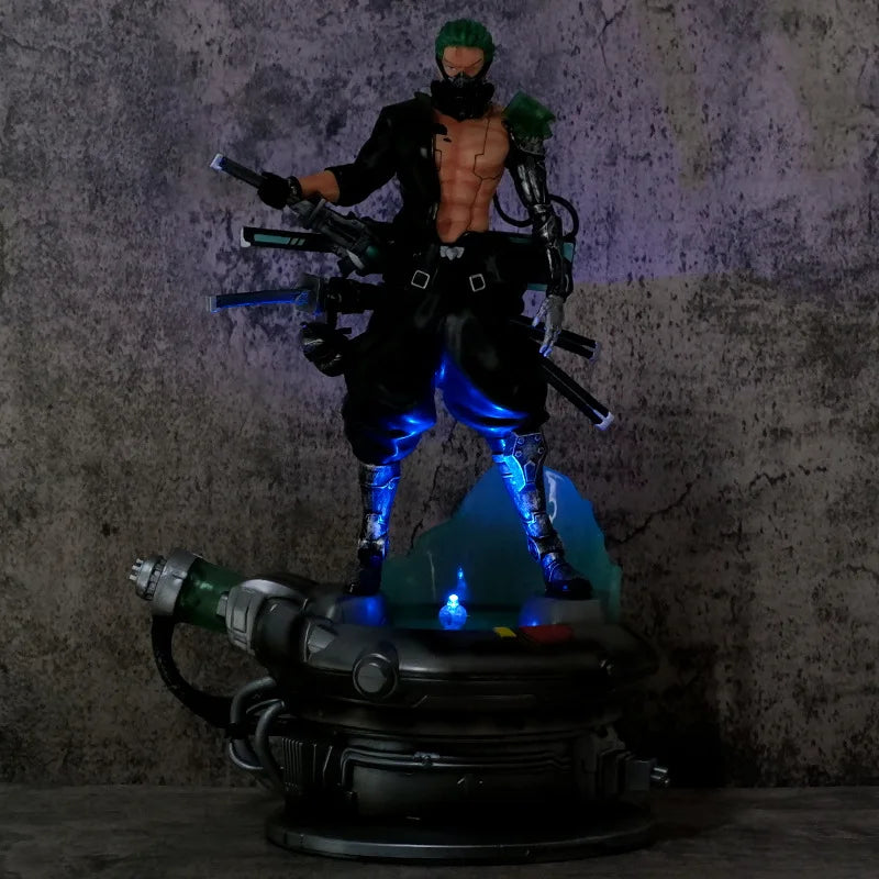 40cm ONE PIECE Anime Figure Roronoa Zoro Punk Style Peripheral PVC Model Glow Statue Desktop Decoration Ornaments Gifts Toys