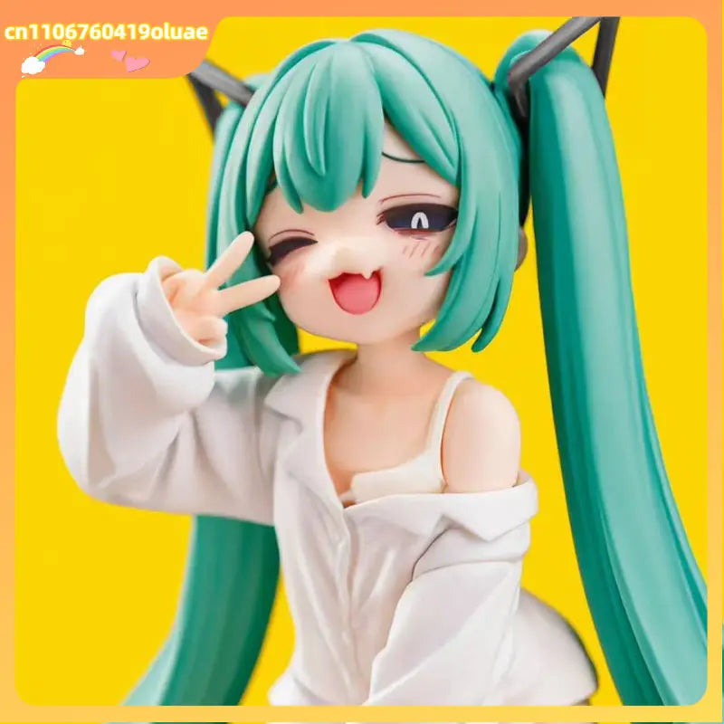 Hatsune Miku Anime Figure Gk Model Beautiful Girl White Pajama Collectible Statue Desktop Ornament For Adult Anime Collection