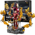 Original ZD Toys Iron Man WITH SUIT-UP GANTRY LED Circular armor dismantling platform MK6 Anime Tony Stark Model Action Figure