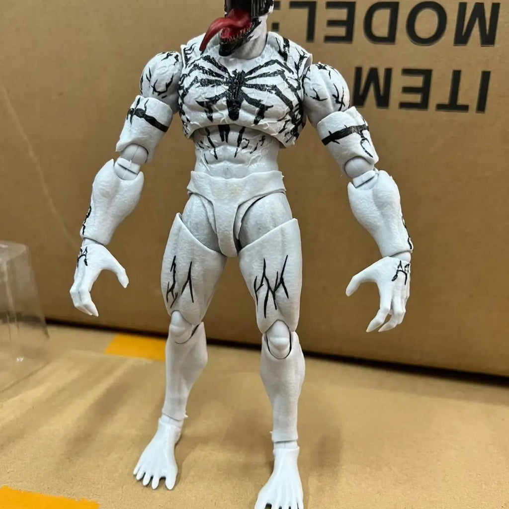 In stock Ko SHF Anti Venom Anime Action Figure White Symbiote Amazing Spider Man Articulated Serum Venom Figurine Model Toy Gift