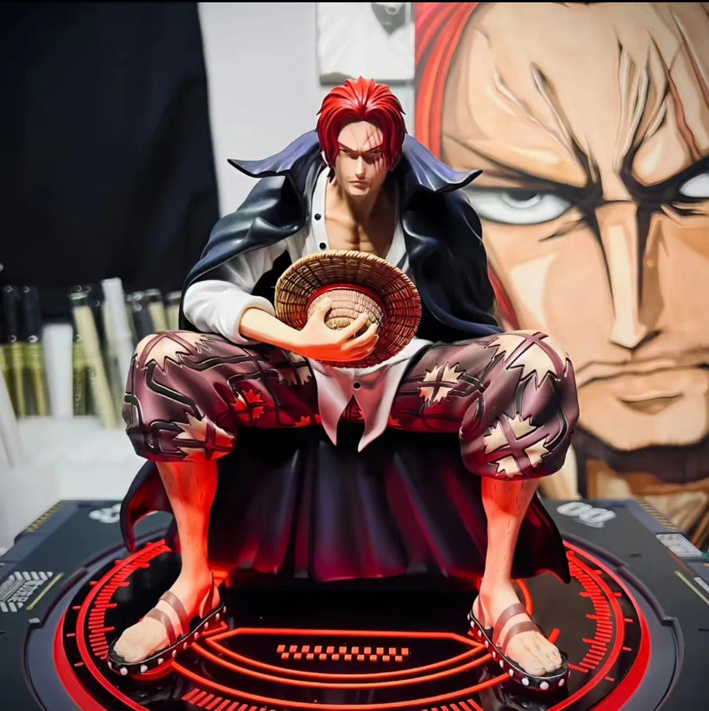 One Piece King Gk Anime Statue Modell Rote Haare Four Kings Shanks Bt Sitzhaltung Sammlerstück 17cm Ornament Actionfigur